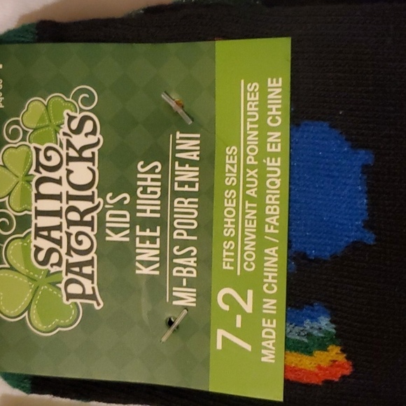 Kid's St Patrick's Day Themed Socks-2 pair(1 pair black,1 pair gray) Shoe sz 7-2 - Picture 2 of 4